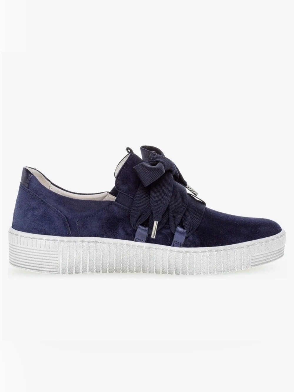 Gabor Navy Suede Platform Sneaker with Ribbon Bow 7